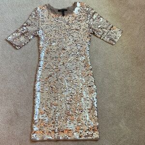 BCBGMaxAzria Gold Sequin Midi Dress